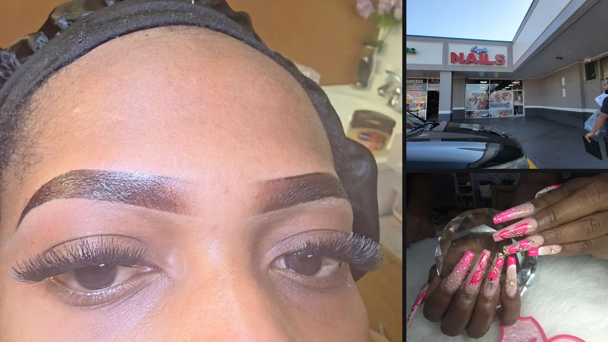 Eyelash extensions and eyebrow tinting services